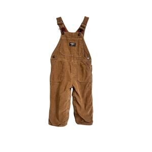 Osh Kosh Buffalo Check Flannel Lined Soft Corduroy Carpenter Overalls Sz 18M